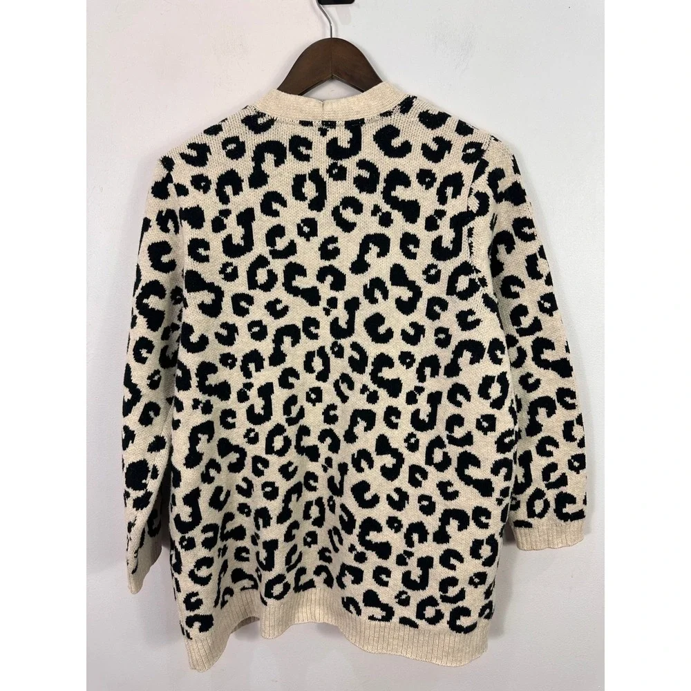 J. Jill Cardigan Sweater Womens LP Large Petite Leopard Print Button Front